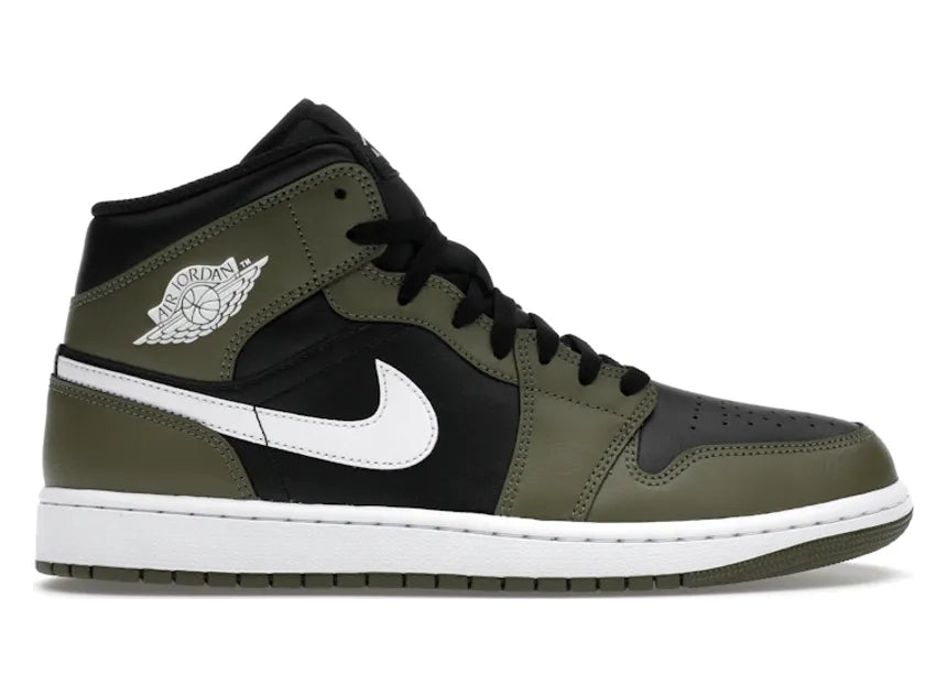 Jordan 1 Mid Black White Olive