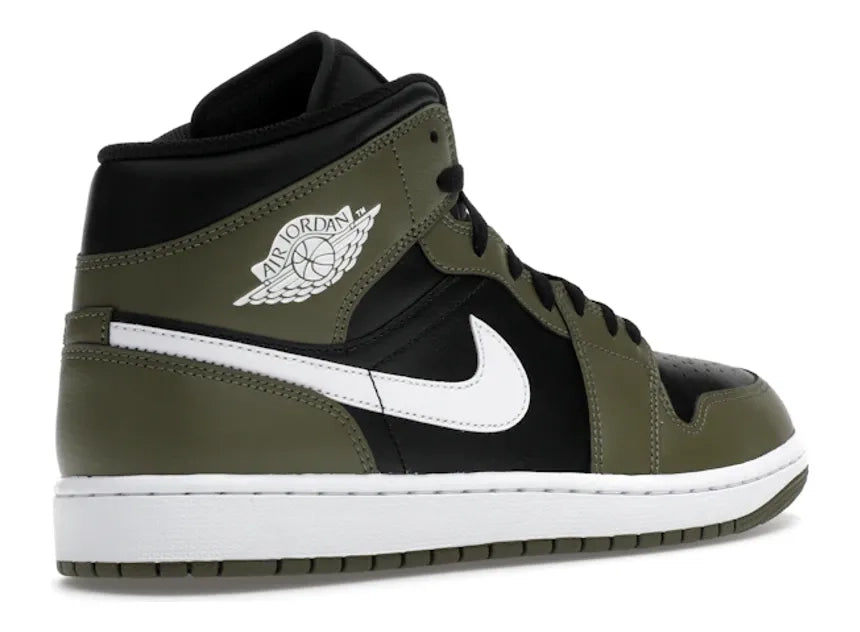 Jordan 1 Mid Black White Olive